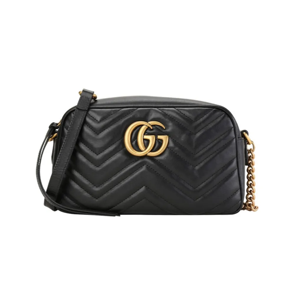 GUCCI GG Marmont 皮革仿舊雙G扣皮帶(米白/金) 歷史價格詳細信息