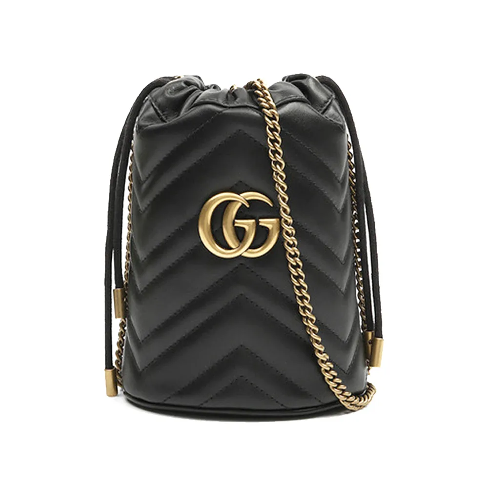 GUCCI  GG Marmont 迷你絎縫皮革斜背/相機包(黑色) 歷史價格詳細信息