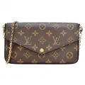 Louis Vuitton Pochette Felicie系列 經典LOGO牛皮壓紋鍊帶斜背包(附卡夾/卡其) 歷史價格詳細信息