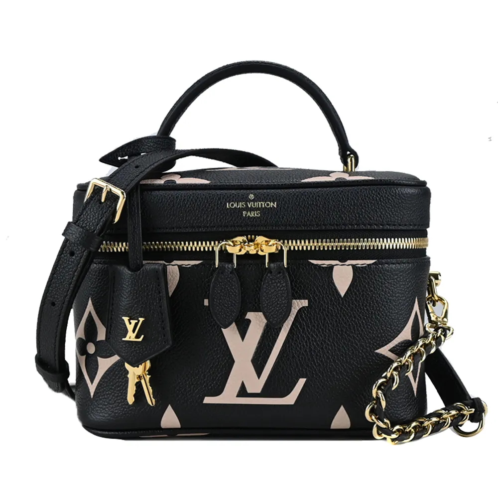Louis Vuitton  經典VANITY 系列Reverse帆布皮革飾邊鏈帶手提/斜背包(黑) 歷史價格詳細信息
