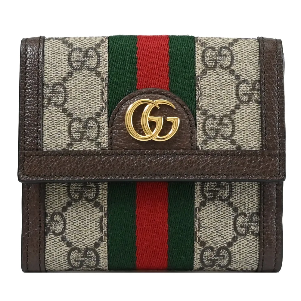 GUCCI 523153 Ophidia GG 經典織帶印花釦式長夾.白邊 歷史價格詳細信息