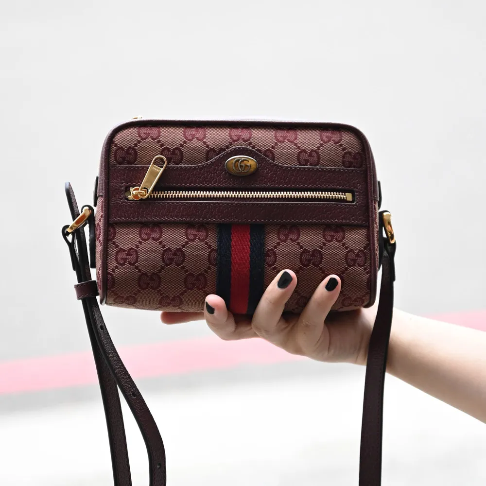 GUCCI Ophidia GG Supreme 帆布藍紅織帶相機包(米色/黑藍色) 681064 96IWN 4076 歷史價格詳細信息