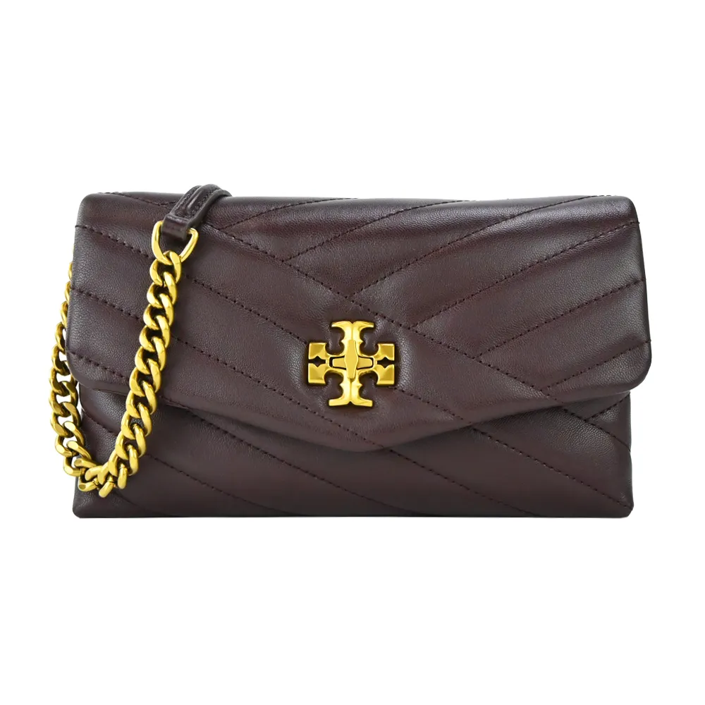 TORY BURCH Kira Chevron 銀釦絎縫皮革皮夾式鍊包(淺沙色) 90343 288 歷史價格詳細信息