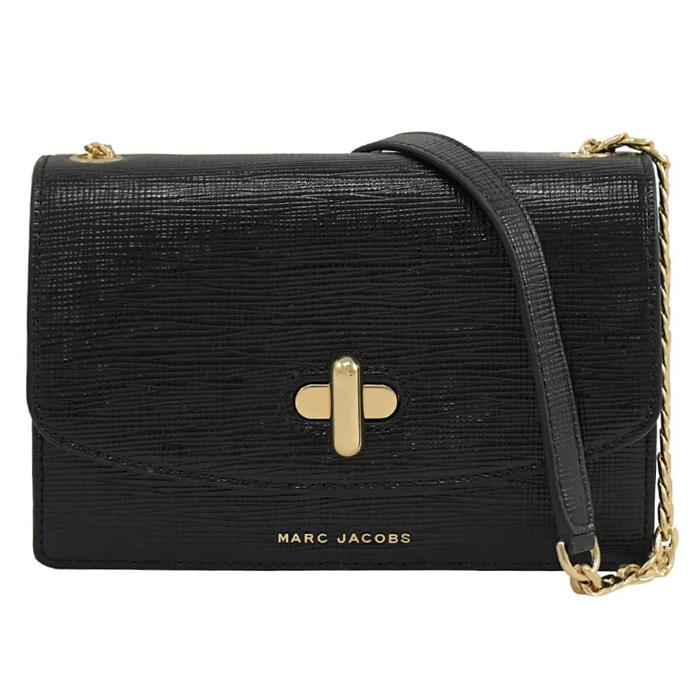 MARC JACOBS 金屬琺瑯LOGO菱格翻蓋肩背/斜背二用包-黑色 歷史價格詳細信息