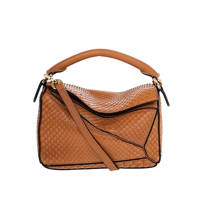 LOEWE Mini Puzzle 撞色幾何拼接手提兩用包.淺灰/綠 小 歷史價格詳細信息