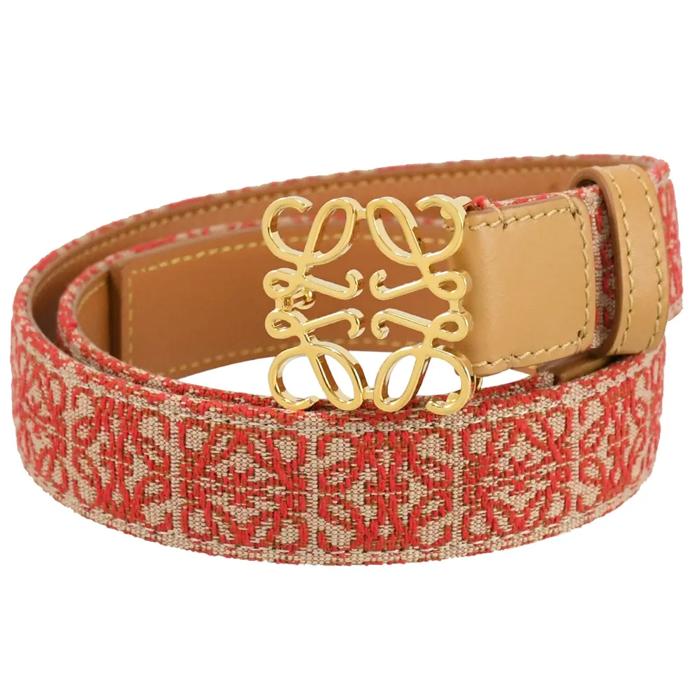 LOEWE Anagram 粒面拼平滑牛皮雙面可用皮帶(黑色/焦糖色) E619Z20.X04 2545 歷史價格詳細信息