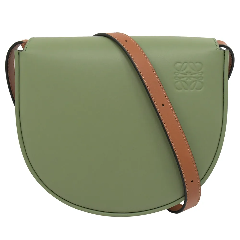 LOEWE Heel Duo Bag 斜背翻蓋撞色馬鞍包.灰綠/咖 價格比較,價格查詢,歷史價格詳細信息