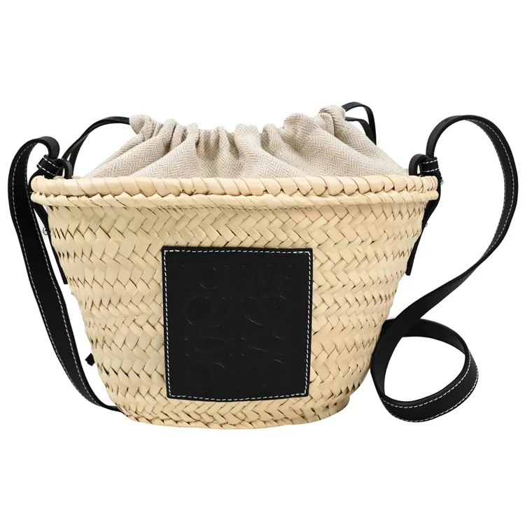 LOEWE Bucket Handle Bag 帆布拼接兩用水桶包.米/黑 歷史價格詳細信息