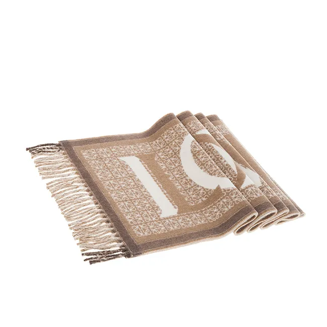 LOEWE 新款雙色LOEWE羊毛與馬海毛混紡流蘇圍巾 (海軍藍/黑色) 歷史價格詳細信息