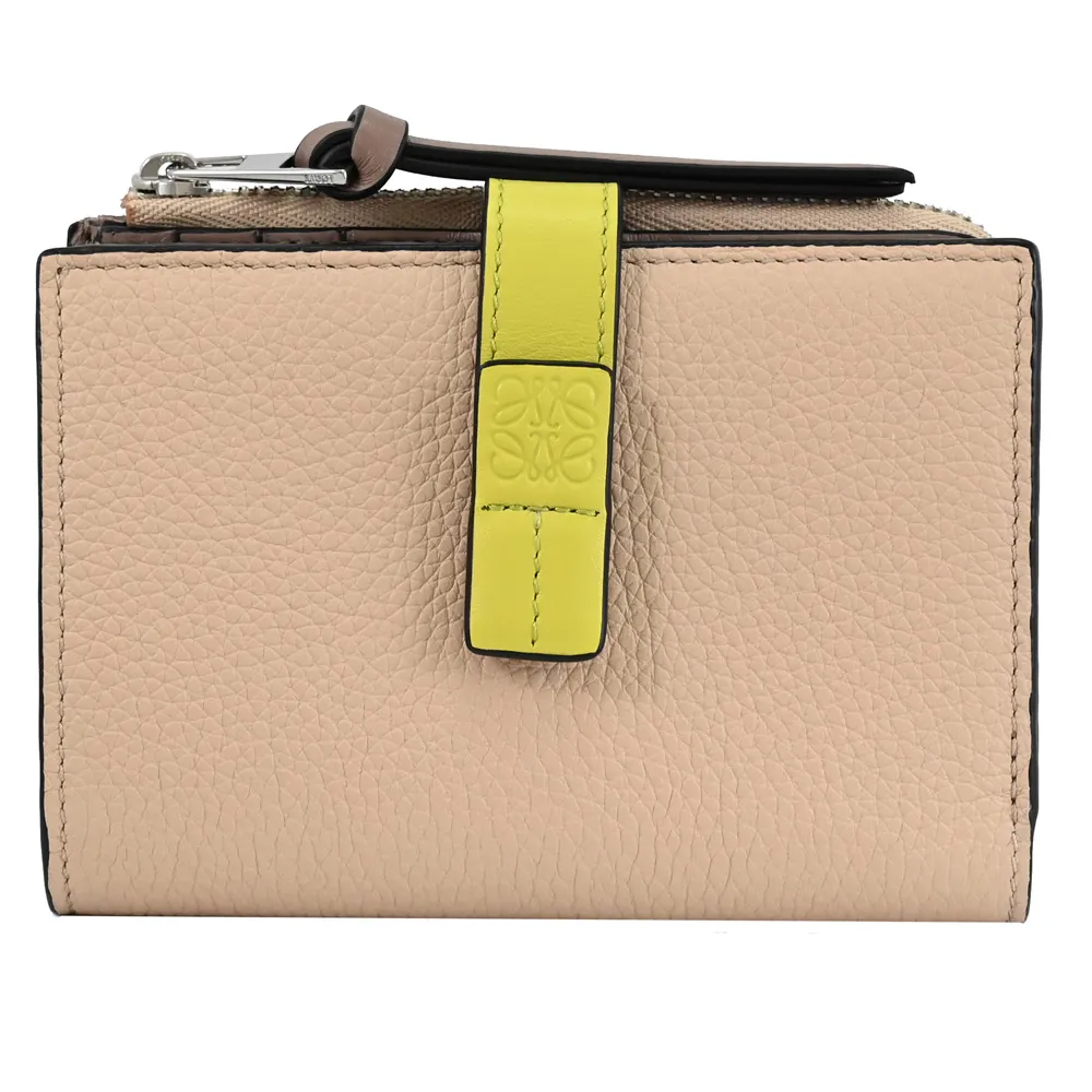 LOEWE 烙印LOGO撞色小牛皮釦式零錢短夾.亮橘 歷史價格詳細信息