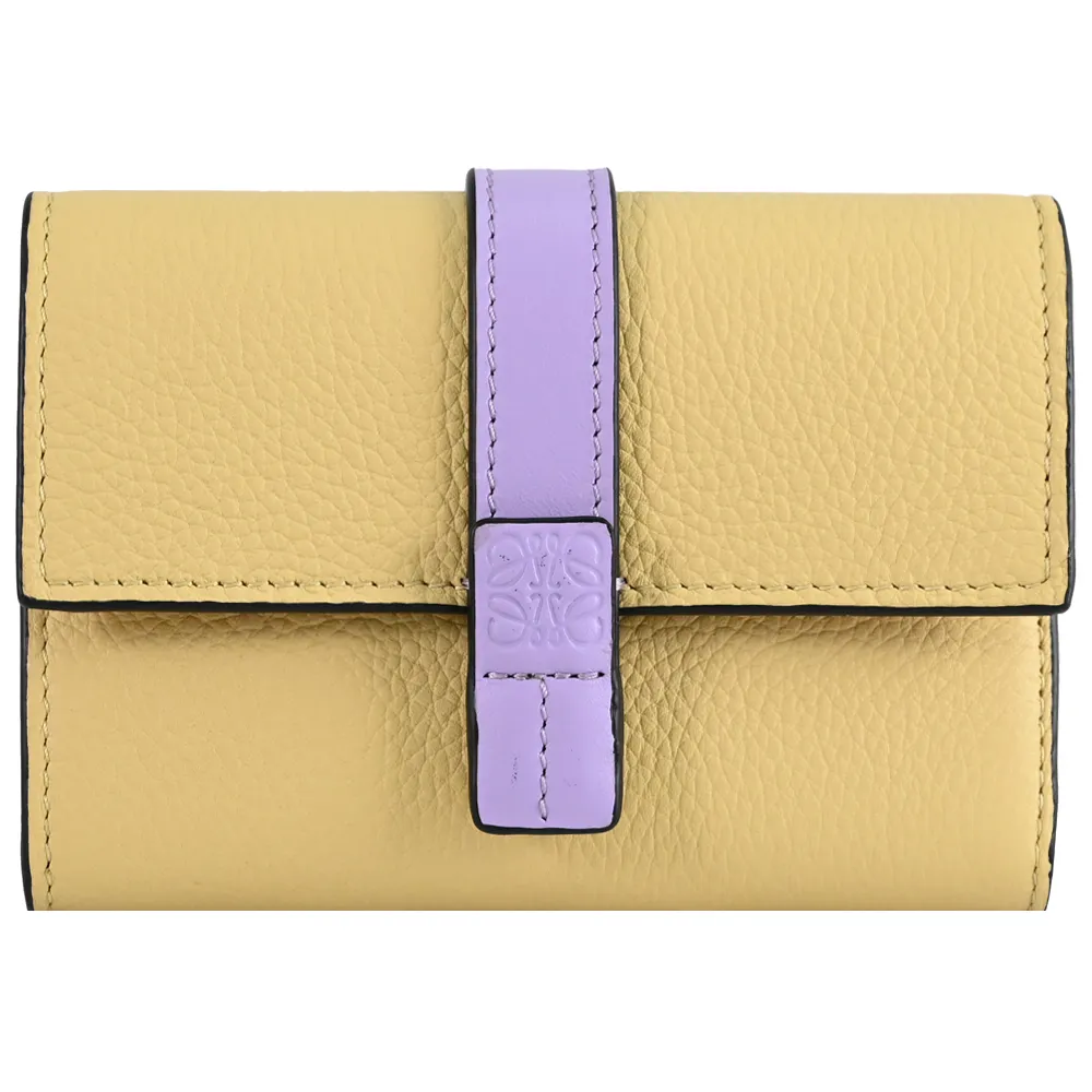 LOEWE 烙印LOGO撞色小牛皮釦式零錢短夾.亮橘 歷史價格詳細信息