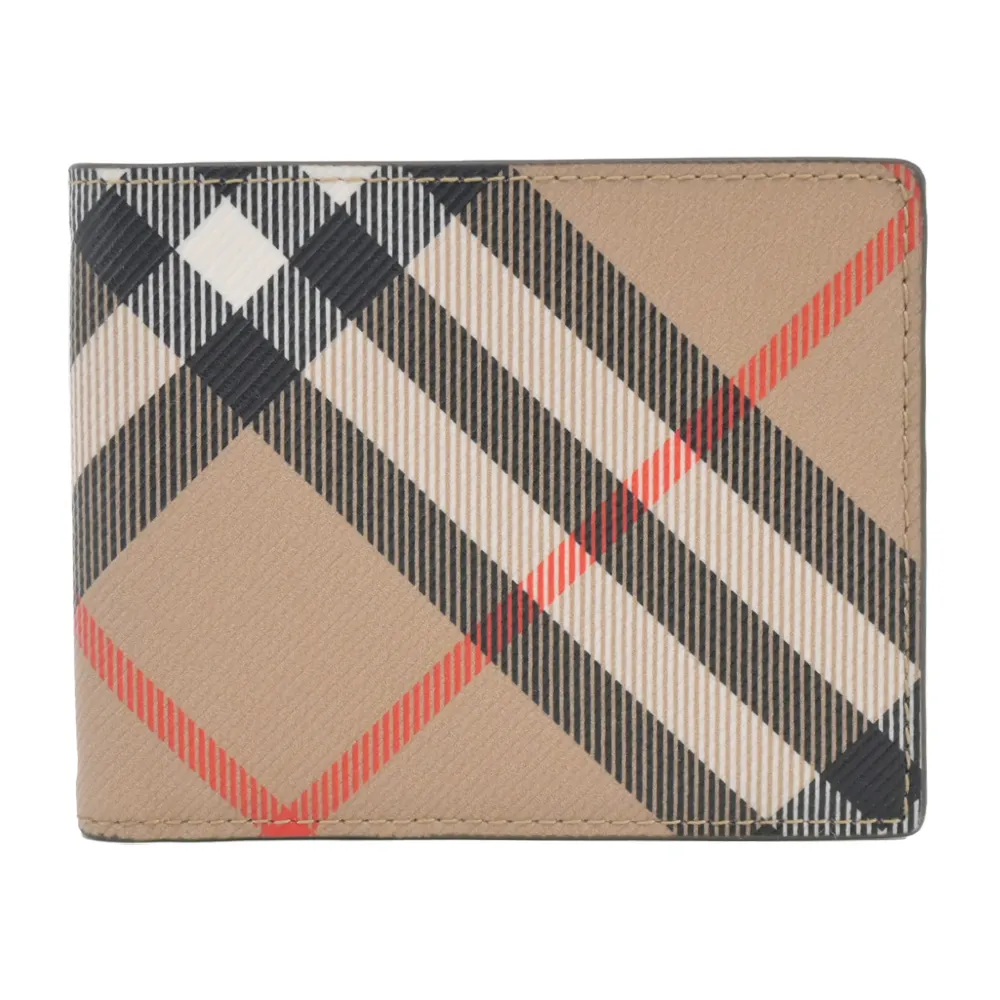 BURBERRY 經典格紋帆布6卡對開短夾(暗樺木棕色) 歷史價格詳細信息