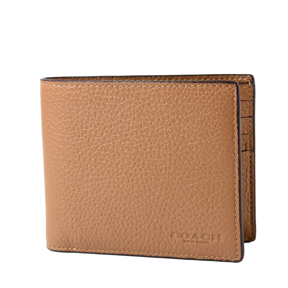 COACH 男款 素面皮革荔枝紋單肩背胸包-棕色 歷史價格詳細信息