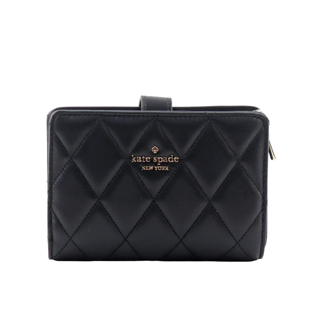 KATE SPADE Carey 縫線平滑皮革附鑰匙圈卡片夾/零錢包(白色) KG426 100 歷史價格詳細信息