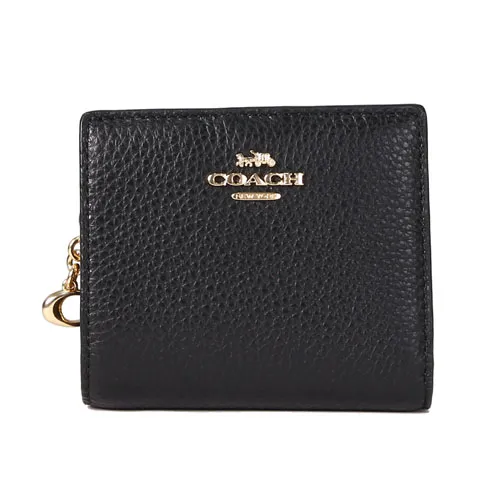 COACH 金屬馬車荔枝皮革對折拉鍊短夾(黑色) 歷史價格詳細信息
