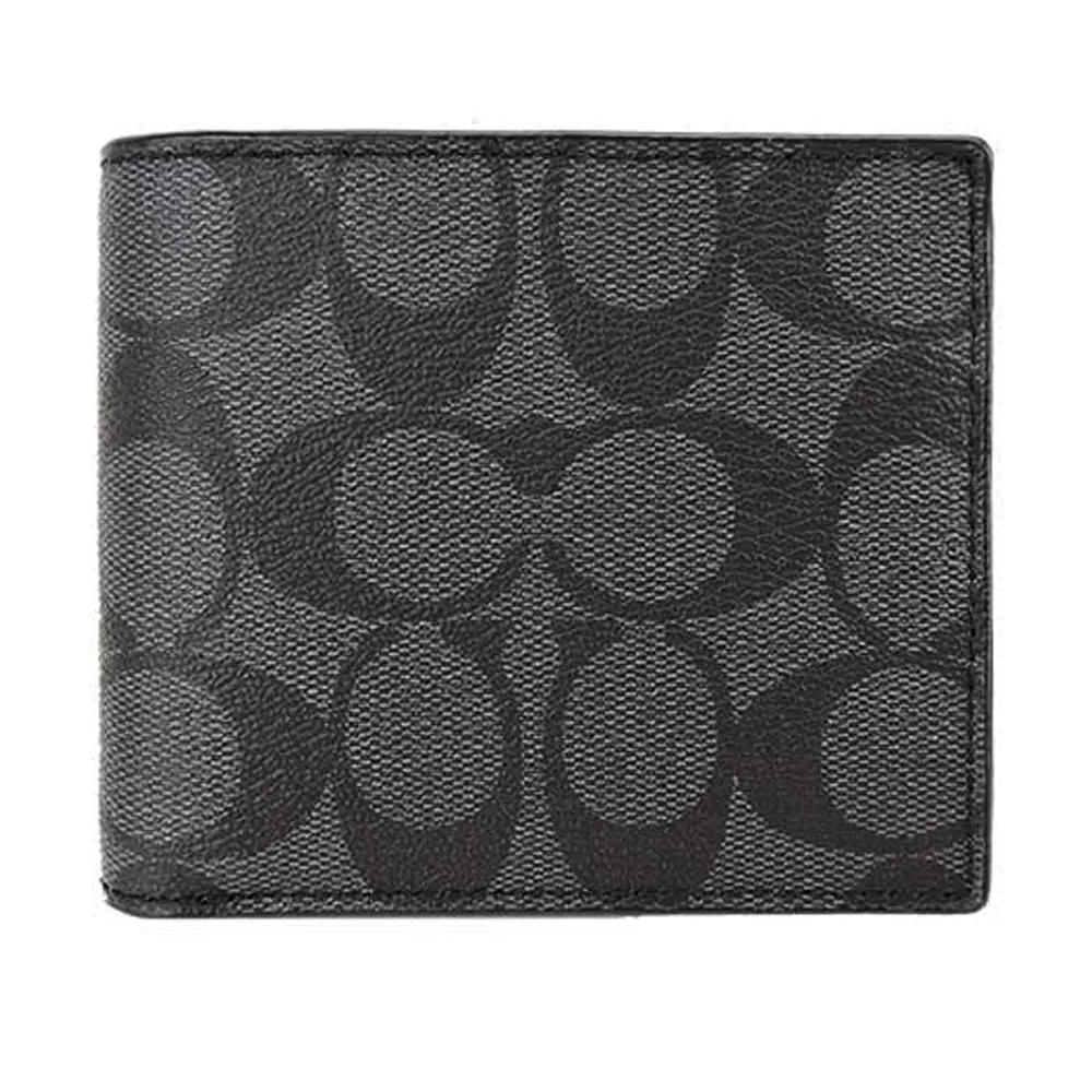 COACH 緹花C LOGO 對開男短夾(黑灰) 歷史價格詳細信息