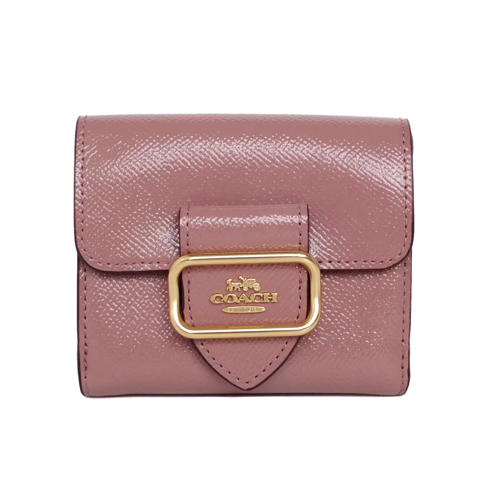 COACH 漆皮浮雕LOGO金屬釦飾零錢袋短夾-黑色 歷史價格詳細信息