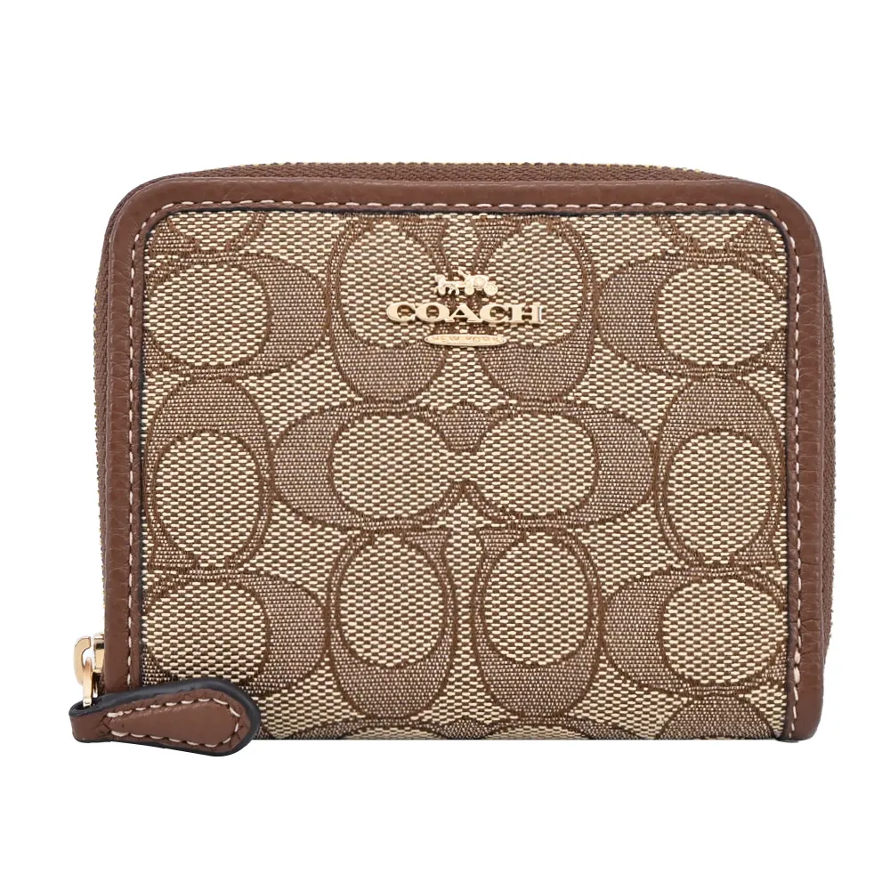 COACH 馬車緹花對開拉鍊短夾(卡其棕) 價格比較,價格查詢,歷史價格詳細信息