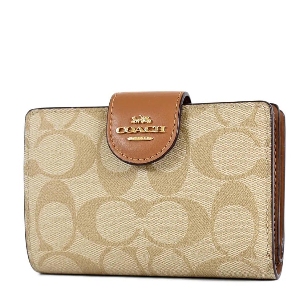 COACH 立體馬車緹花LOGO防刮釦式中夾-白色 歷史價格詳細信息