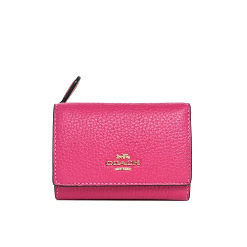 COACH桃紅鉚釘全皮鍊帶頸掛斜背方型卡夾零錢小廢包 歷史價格詳細信息