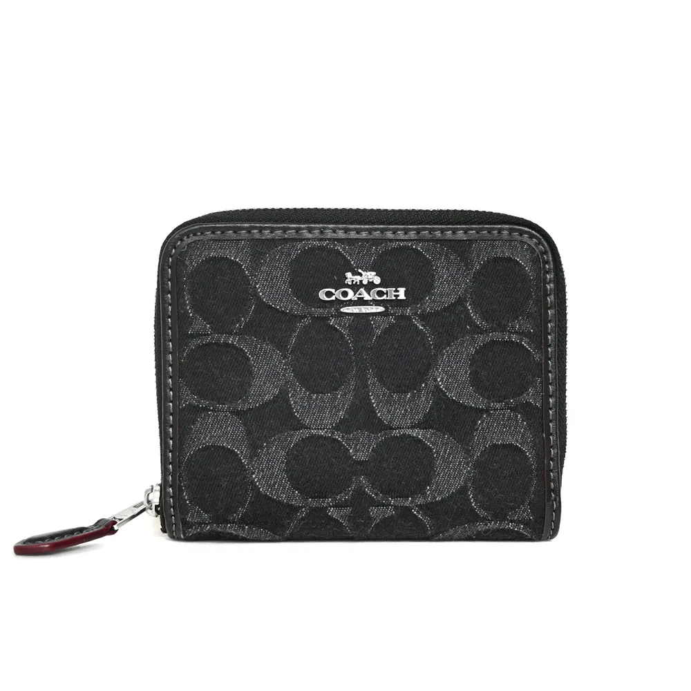 COACH黑灰C Logo單寧織布真皮半摺翻蓋方型斜背包 歷史價格詳細信息