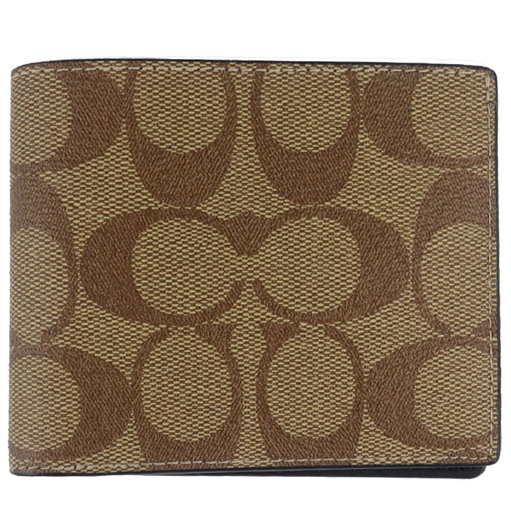 【COACH】防水帆布刺繡布標提把拉鍊長夾(咖啡色) 歷史價格詳細信息
