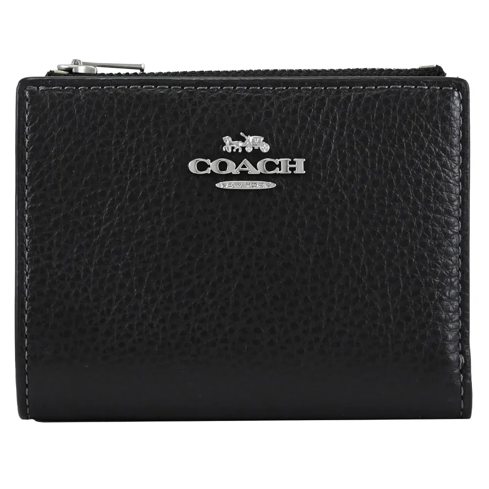 【COACH】COACH  金屬銀字LOGO滑面皮革8卡拉鍊中夾(綠) 歷史價格詳細信息