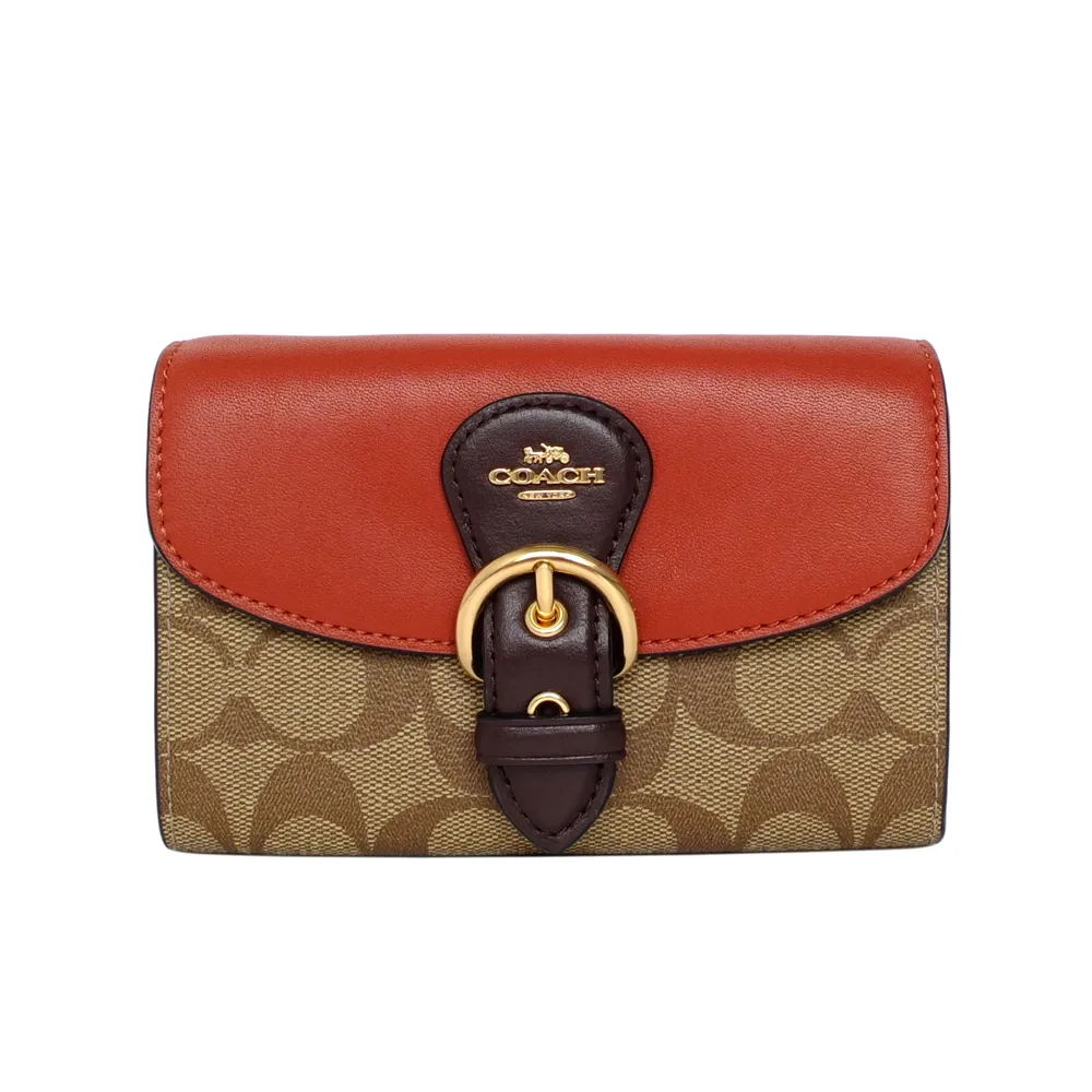 COACH卡其C Logo駝黑真皮方框釦式翻蓋斜背馬鞍包 歷史價格詳細信息