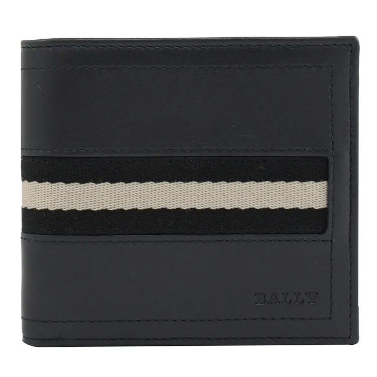 BALLY 6233901 TYE 經典織帶小牛皮4卡零錢短夾.黑 歷史價格詳細信息