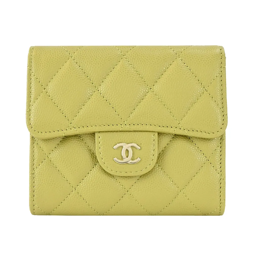 CHANEL 經典金色CC Logo 牛皮三折翻蓋中夾(黑色) AP0232 Y01864 C3906 歷史價格詳細信息