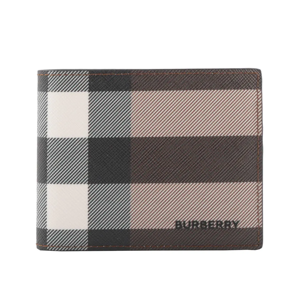 BURBERRY 環保帆布大格紋零錢袋對開短夾(暗樺木棕色) 8052802 A8900 歷史價格詳細信息