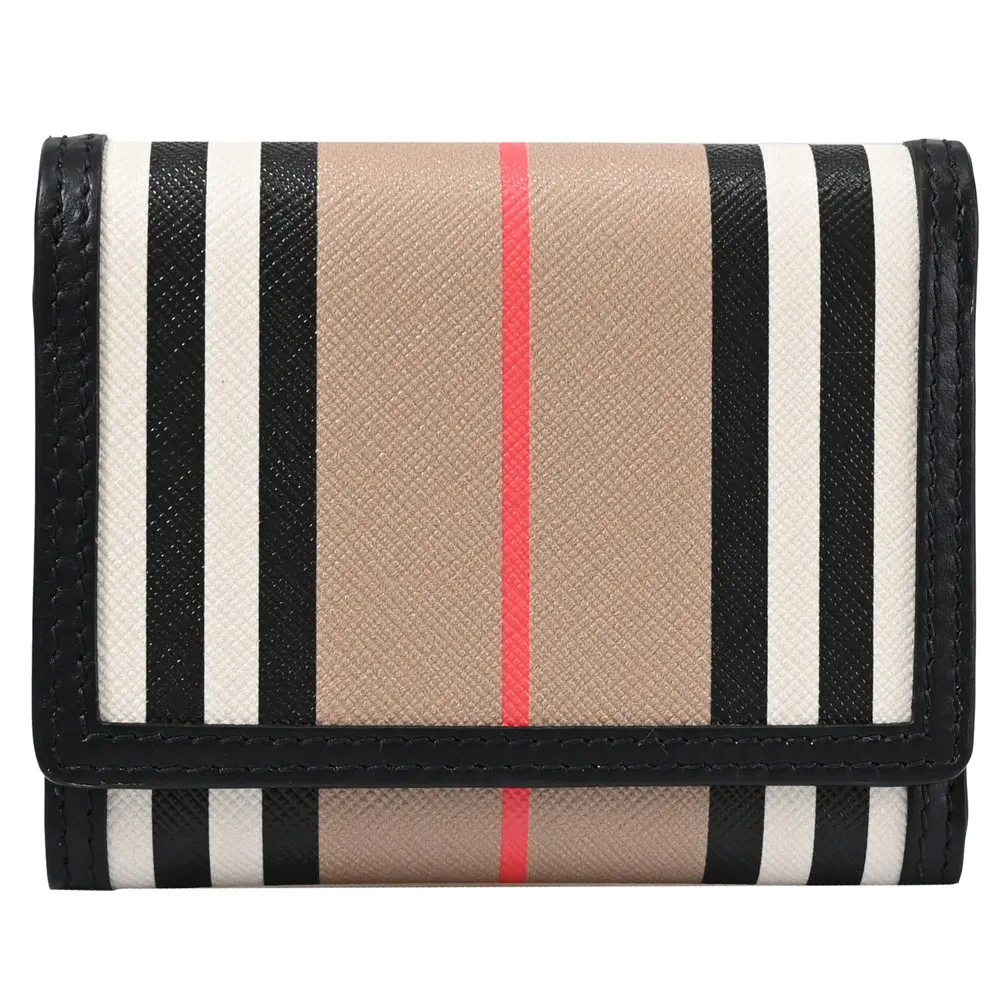 BURBERRY Lancaster 牛皮及帆布格紋三折短夾(栗子色/棕色) 80845391 歷史價格詳細信息