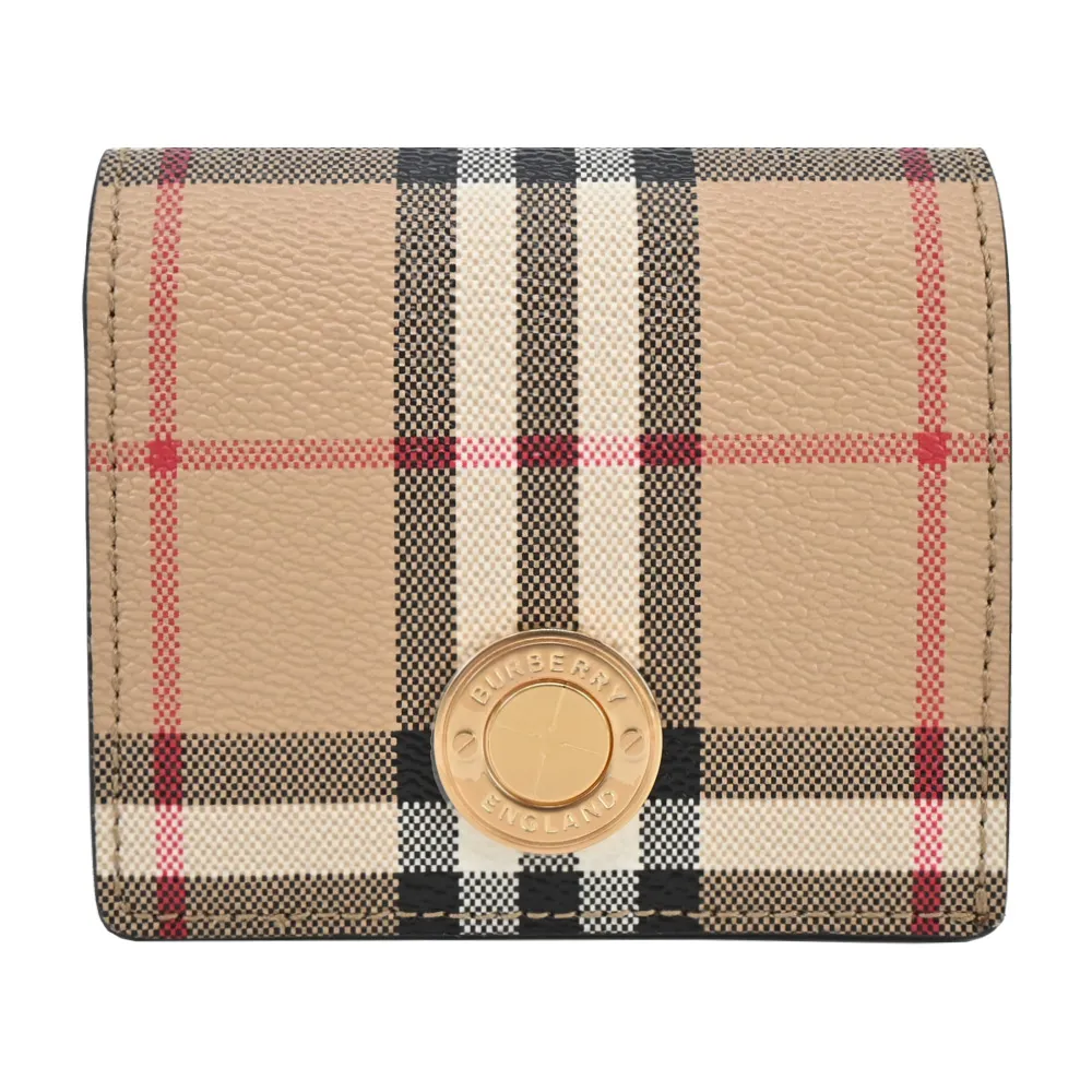 BURBERRY 浮雕LOGO格紋 皮革小型三折短夾(暗樺木棕色) 歷史價格詳細信息