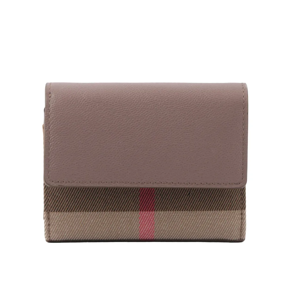 BURBERRY 8084531 HALTON 經典格紋拼接翻蓋釦式長夾.芋粉邊 歷史價格詳細信息