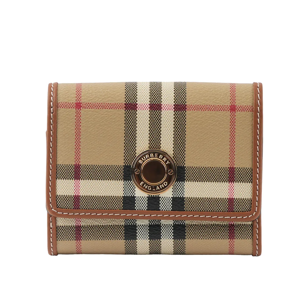 BURBERRY 經典格紋及小牛皮翻蓋長夾(經典米色) 8094421 A7026 歷史價格詳細信息