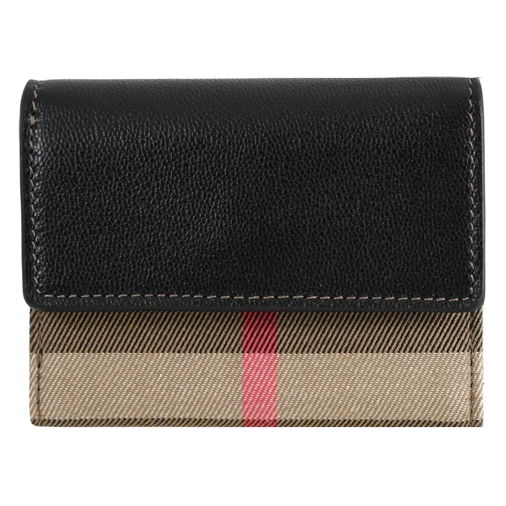 BURBERRY 8084532 HALTON 經典格紋拼接翻蓋釦式長夾.淺粉邊 歷史價格詳細信息