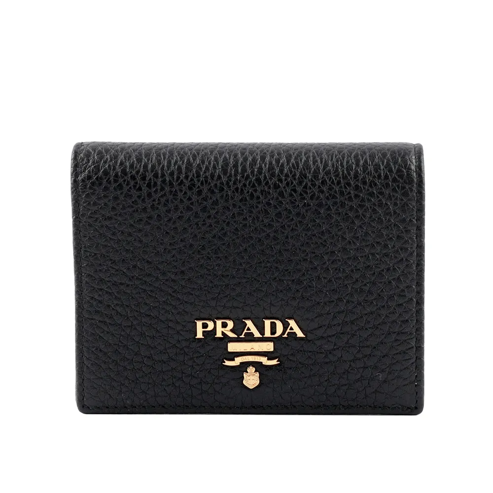 PRADA 浮雕壓印三角牌Logo 防刮皮革對開8卡短夾(黑色) 2MO513 2D1Q F0002 歷史價格詳細信息