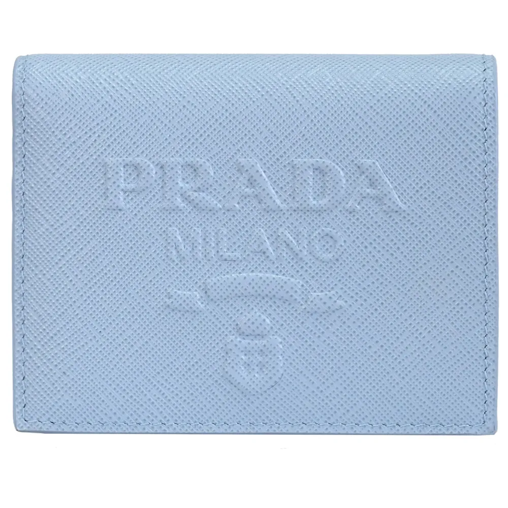 PRADA 浮雕壓印三角牌Logo 防刮皮革對開8卡短夾(黑色) 2MO513 2D1Q F0002 歷史價格詳細信息