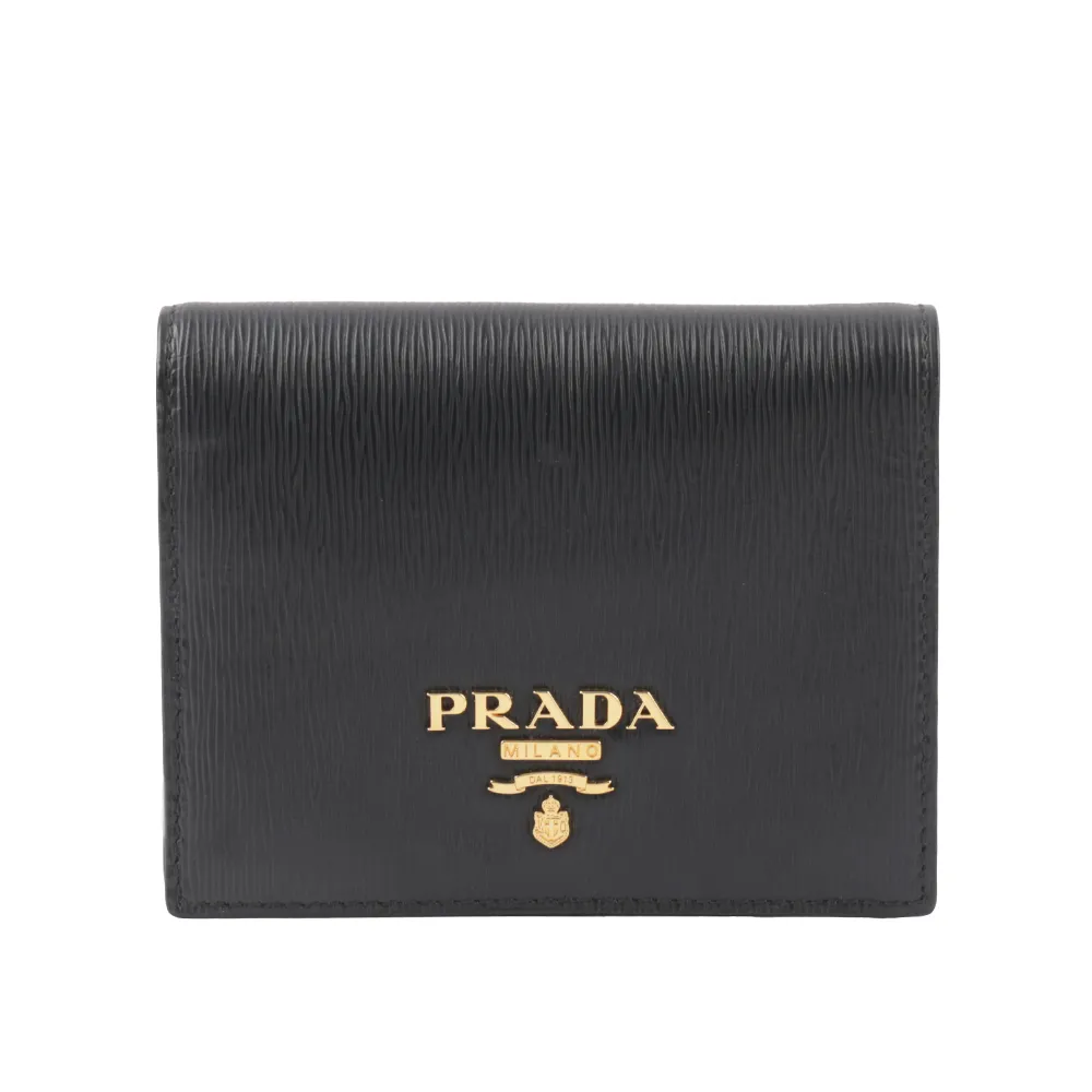 PRADA 浮雕壓印三角牌Logo 防刮皮革對開8卡短夾(黑色) 2MO513 2D1Q F0002 歷史價格詳細信息