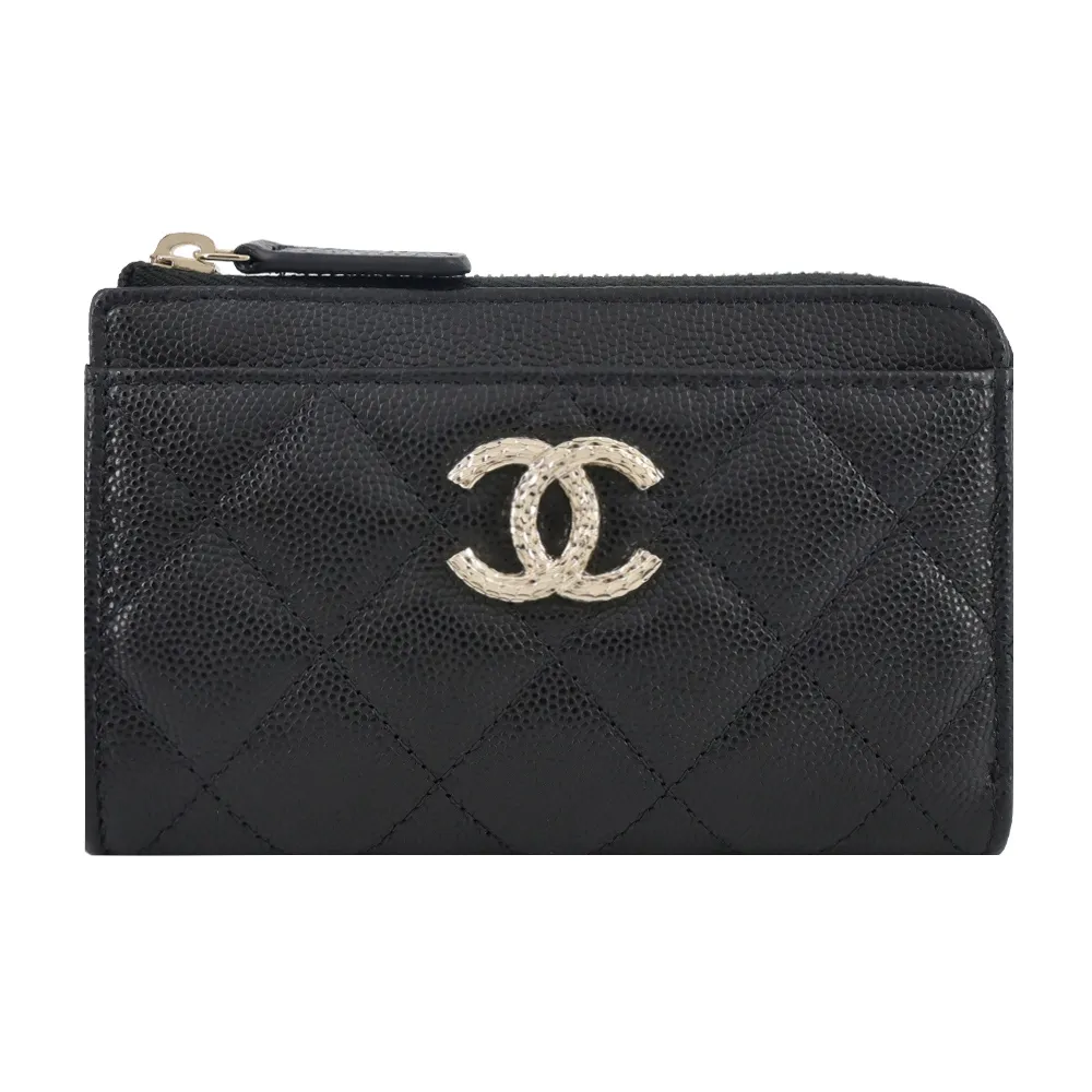 CHANEL 經典螺旋圓圈水鑽雙C LOGO 縷空穿式耳環 (淡金) 歷史價格詳細信息