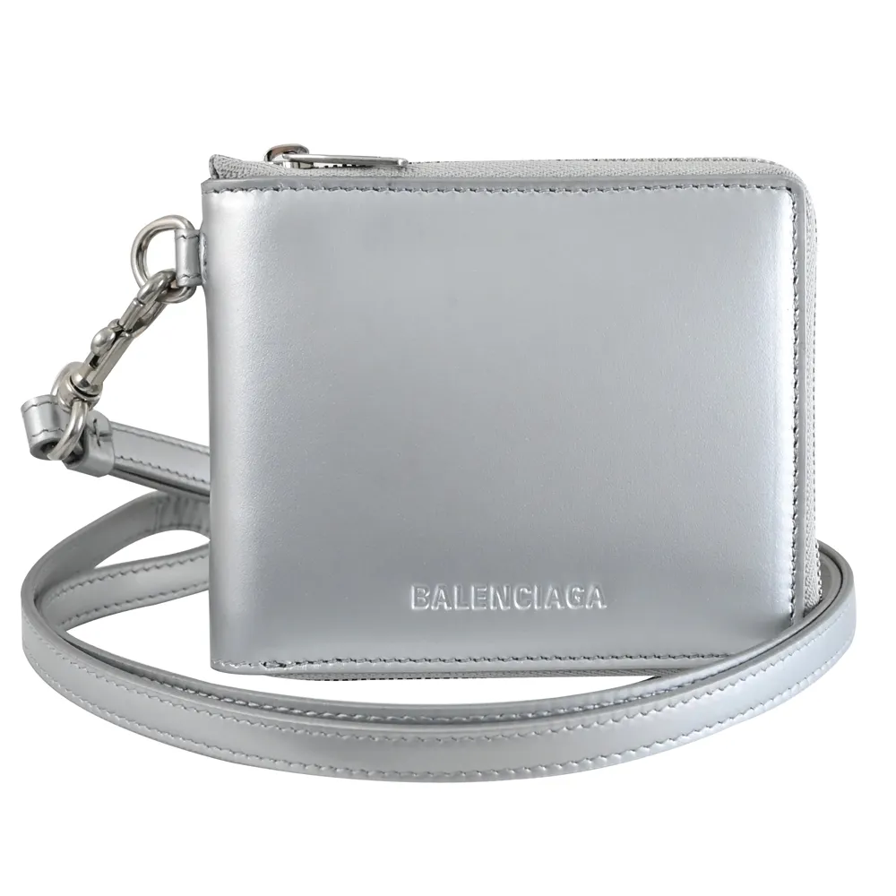 BALENCIAGA 巴黎世家 664041 簡約烙印LOGO牛皮經典拉鍊長夾.銀 歷史價格詳細信息