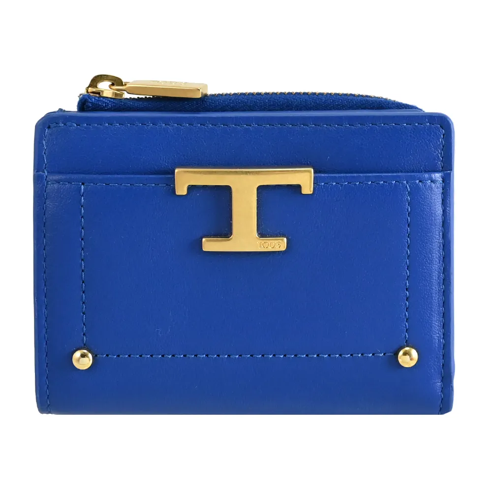 TODS T Timeless 金屬LOGO小牛皮扣式斜背手機包.寶藍 歷史價格詳細信息