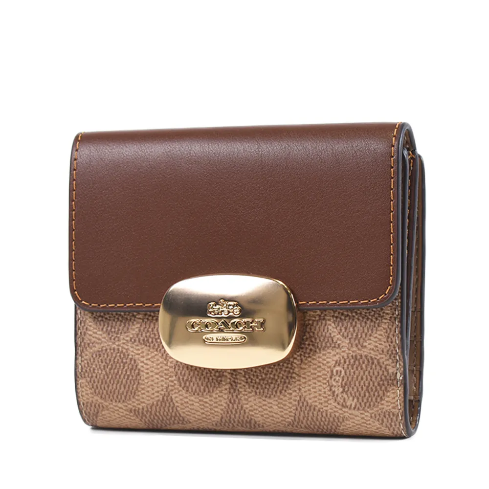 【COACH】金屬logo防刮皮革緹花卡夾/零錢鑰匙包(焦糖棕) 歷史價格詳細信息