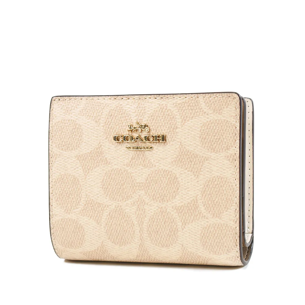 COACH 花朵緹花LOGO防刮皮革釦式掛帶手機包/長夾-白色 歷史價格詳細信息