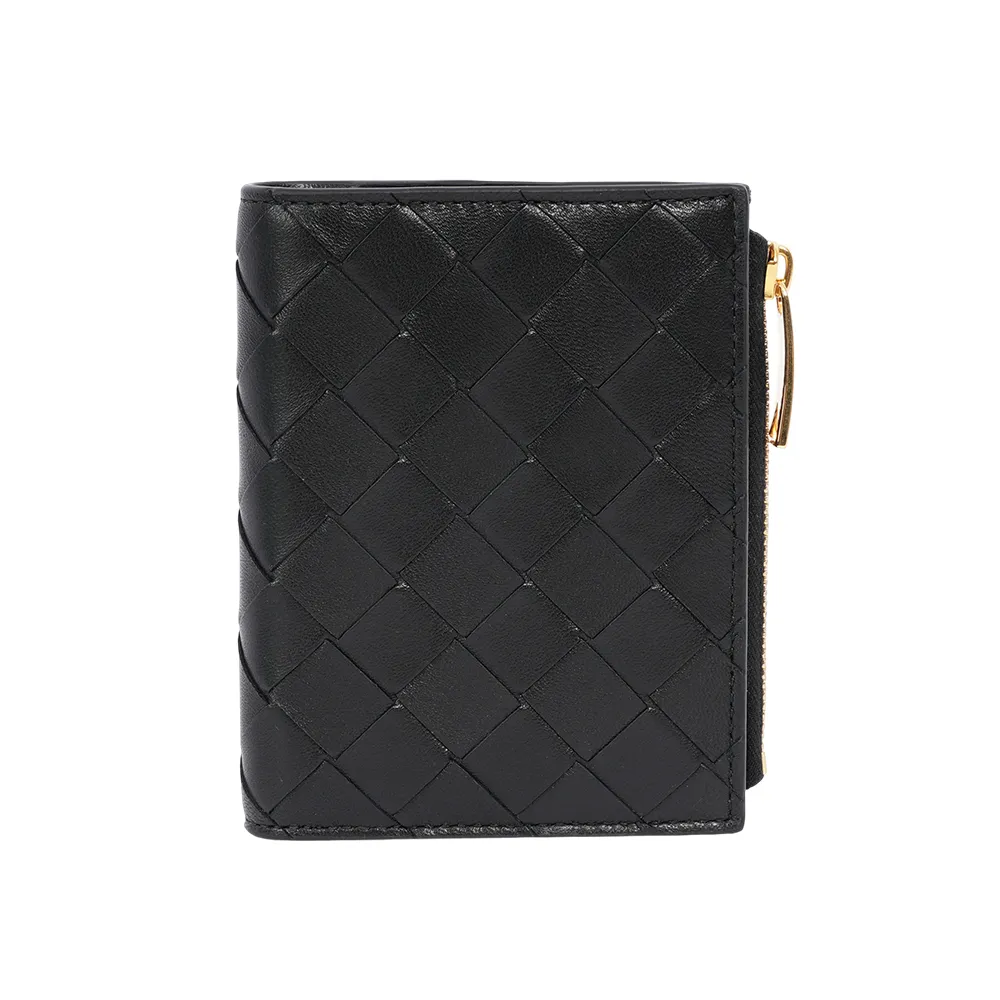 BOTTEGA VENETA 寬編織小羊皮釦式長夾(灰綠色) 歷史價格詳細信息