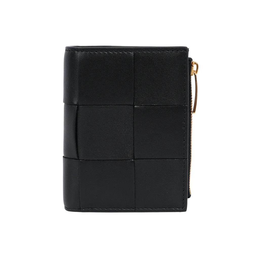 BOTTEGA VENETA 小款Cassette羊皮及牛皮暗釦式二折短夾(黑色) 742698 VCQC4 8425 價格比較,價格查詢,歷史價格詳細信息