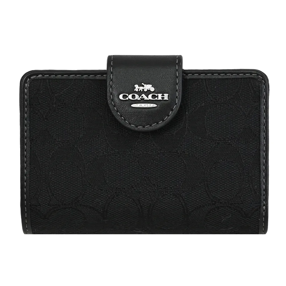 COACH黑色LOGO緹花布+皮革肩背包/手提/側背包/書包 二手真品☆包包狀況近新☆ 賣場CHANEL/LV/CD可參考 歷史價格詳細信息