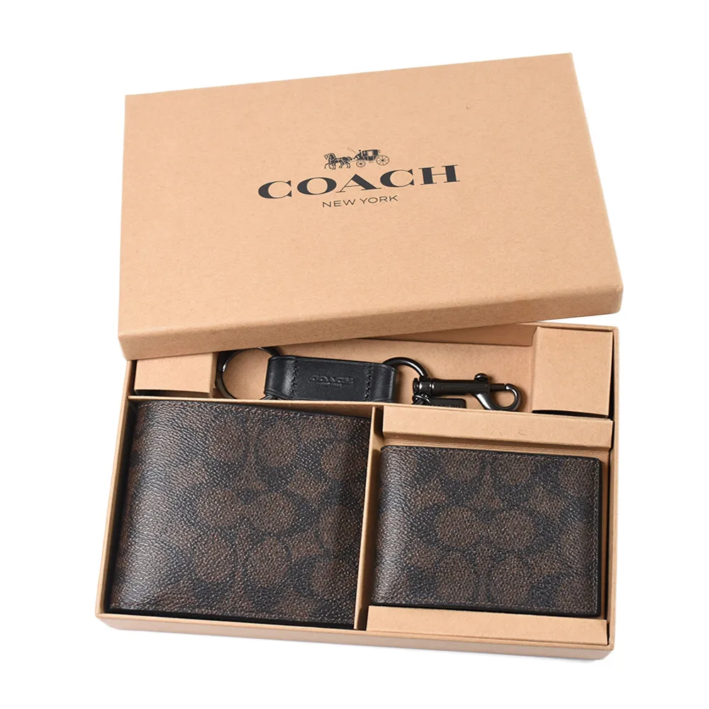 COACH 男款 緹花LOGO防刮證件/鈔票夾-灰黑色 歷史價格詳細信息