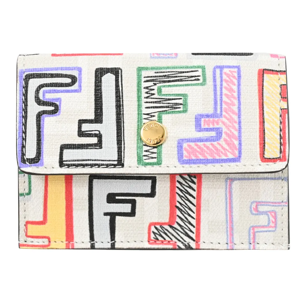 FENDI 8M0395 個性塗鴉LOGO印花三折小短夾.白 價格比較,價格查詢,歷史價格詳細信息