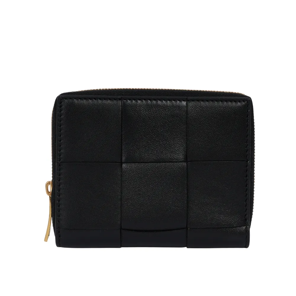 BOTTEGA VENETA 新款經典皮革大格編織男款雙折短夾 (黑色) 歷史價格詳細信息